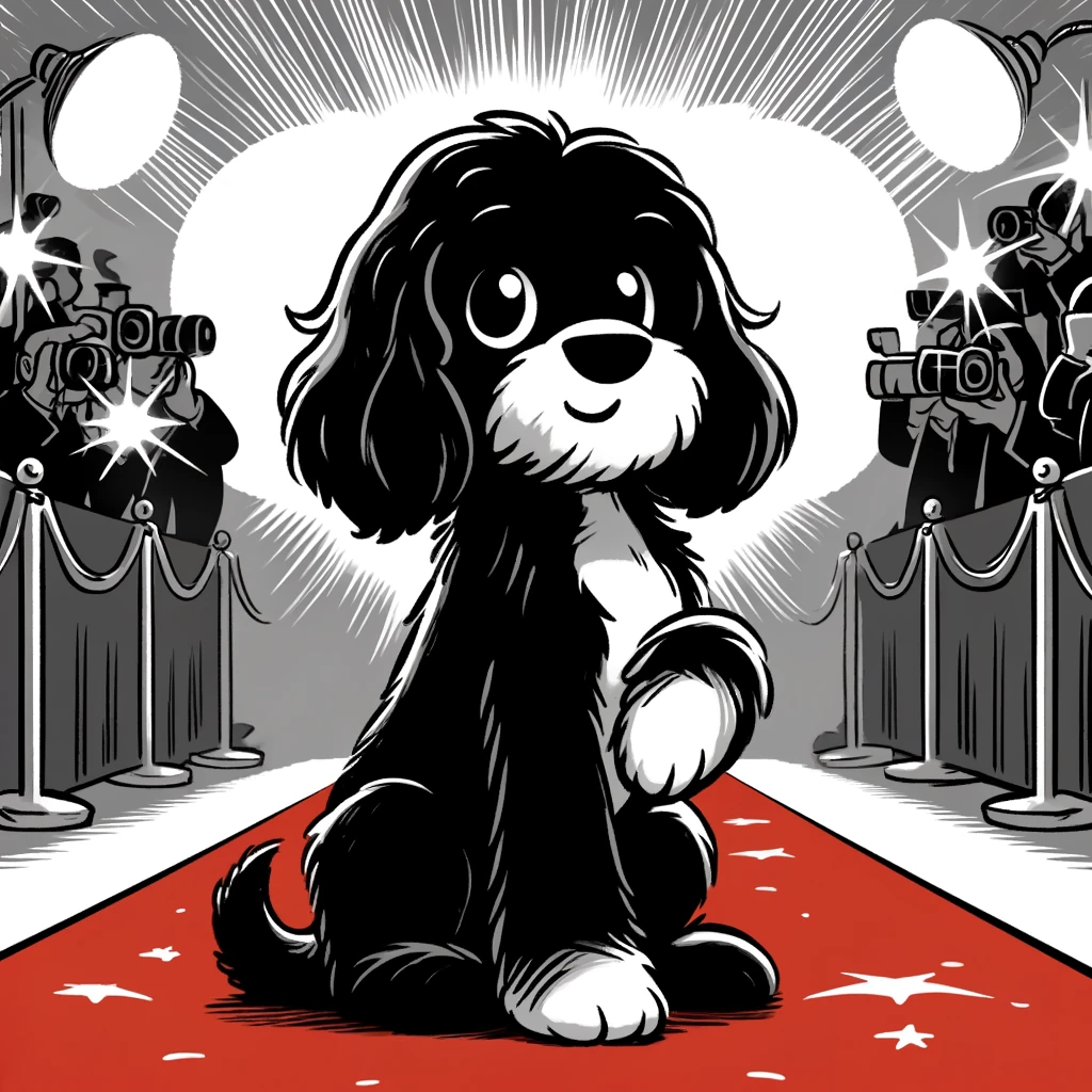 cavoodle on the red carpet
