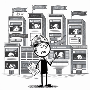 a cartoon of a man wearing a hard hat