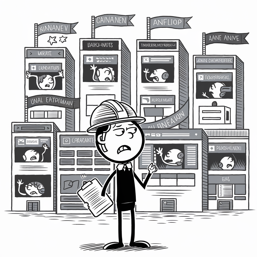 a cartoon of a man wearing a hard hat